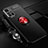 Ultra-thin Silicone Gel Soft Case Cover with Magnetic Finger Ring Stand SD3 for Xiaomi Redmi Note 11S 5G Red and Black