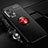 Ultra-thin Silicone Gel Soft Case Cover with Magnetic Finger Ring Stand SD3 for Xiaomi Redmi Note 11T Pro 5G Red and Black