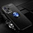 Ultra-thin Silicone Gel Soft Case Cover with Magnetic Finger Ring Stand SD3 for Xiaomi Redmi Note 12 5G Blue and Black