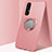 Ultra-thin Silicone Gel Soft Case Cover with Magnetic Finger Ring Stand T01 for Oppo Reno3 Pro Rose Gold