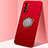 Ultra-thin Silicone Gel Soft Case Cover with Magnetic Finger Ring Stand T01 for Oppo Reno4 5G Red