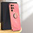 Ultra-thin Silicone Gel Soft Case Cover with Magnetic Finger Ring Stand T01 for Samsung Galaxy S24 Ultra 5G Red