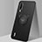 Ultra-thin Silicone Gel Soft Case Cover with Magnetic Finger Ring Stand T01 for Xiaomi Mi A3 Black