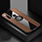 Ultra-thin Silicone Gel Soft Case Cover with Magnetic Finger Ring Stand T01 for Xiaomi Redmi Note 8 (2021) Brown