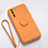 Ultra-thin Silicone Gel Soft Case Cover with Magnetic Finger Ring Stand T03 for Oppo A91 Orange