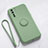 Ultra-thin Silicone Gel Soft Case Cover with Magnetic Finger Ring Stand T03 for Oppo Reno3 Cyan