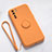 Ultra-thin Silicone Gel Soft Case Cover with Magnetic Finger Ring Stand T03 for Oppo Reno3 Orange