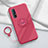 Ultra-thin Silicone Gel Soft Case Cover with Magnetic Finger Ring Stand T03 for Oppo Reno3 Pro Red Wine