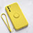 Ultra-thin Silicone Gel Soft Case Cover with Magnetic Finger Ring Stand T03 for Oppo Reno3 Yellow