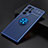 Ultra-thin Silicone Gel Soft Case Cover with Magnetic Finger Ring Stand T03 for Samsung Galaxy S22 Ultra 5G Blue