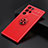 Ultra-thin Silicone Gel Soft Case Cover with Magnetic Finger Ring Stand T03 for Samsung Galaxy S24 Ultra 5G Red