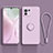 Ultra-thin Silicone Gel Soft Case Cover with Magnetic Finger Ring Stand T03 for Xiaomi Mi 11 Lite 5G NE Clove Purple