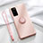 Ultra-thin Silicone Gel Soft Case Cover with Magnetic Finger Ring Stand T04 for Huawei Honor V30 5G Pink