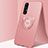 Ultra-thin Silicone Gel Soft Case Cover with Magnetic Finger Ring Stand T04 for Oppo Reno3 Pro Rose Gold