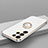 Ultra-thin Silicone Gel Soft Case Cover with Magnetic Finger Ring Stand T04 for Samsung Galaxy S24 Ultra 5G White