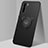 Ultra-thin Silicone Gel Soft Case Cover with Magnetic Finger Ring Stand T05 for Oppo A91 Black