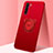 Ultra-thin Silicone Gel Soft Case Cover with Magnetic Finger Ring Stand T05 for Oppo F15 Red