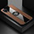 Ultra-thin Silicone Gel Soft Case Cover with Magnetic Finger Ring Stand X01L for Samsung Galaxy A12 5G Brown