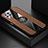 Ultra-thin Silicone Gel Soft Case Cover with Magnetic Finger Ring Stand X01L for Samsung Galaxy A22 4G Brown