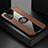 Ultra-thin Silicone Gel Soft Case Cover with Magnetic Finger Ring Stand X01L for Samsung Galaxy A32 4G Brown