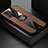 Ultra-thin Silicone Gel Soft Case Cover with Magnetic Finger Ring Stand X01L for Xiaomi Redmi 10 4G Brown