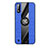 Ultra-thin Silicone Gel Soft Case Cover with Magnetic Finger Ring Stand X02L for Samsung Galaxy A01 SM-A015 Blue