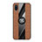 Ultra-thin Silicone Gel Soft Case Cover with Magnetic Finger Ring Stand X02L for Samsung Galaxy A02 Brown