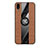 Ultra-thin Silicone Gel Soft Case Cover with Magnetic Finger Ring Stand X02L for Samsung Galaxy A10s Brown
