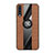 Ultra-thin Silicone Gel Soft Case Cover with Magnetic Finger Ring Stand X02L for Samsung Galaxy A70S Brown