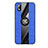 Ultra-thin Silicone Gel Soft Case Cover with Magnetic Finger Ring Stand X02L for Samsung Galaxy M01 Core Blue