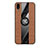 Ultra-thin Silicone Gel Soft Case Cover with Magnetic Finger Ring Stand X02L for Samsung Galaxy M01s Brown