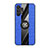 Ultra-thin Silicone Gel Soft Case Cover with Magnetic Finger Ring Stand X02L for Samsung Galaxy M32 5G Blue