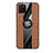 Ultra-thin Silicone Gel Soft Case Cover with Magnetic Finger Ring Stand X02L for Samsung Galaxy Note 10 Lite Brown