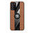 Ultra-thin Silicone Gel Soft Case Cover with Magnetic Finger Ring Stand X02L for Samsung Galaxy Note 20 5G Brown