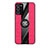 Ultra-thin Silicone Gel Soft Case Cover with Magnetic Finger Ring Stand X02L for Samsung Galaxy Note 20 5G Red