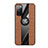 Ultra-thin Silicone Gel Soft Case Cover with Magnetic Finger Ring Stand X02L for Samsung Galaxy S20 FE 4G Brown