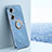 Ultra-thin Silicone Gel Soft Case Cover with Magnetic Finger Ring Stand XL1 for Huawei Honor 60 5G Blue