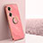 Ultra-thin Silicone Gel Soft Case Cover with Magnetic Finger Ring Stand XL1 for Huawei Honor 60 5G Hot Pink