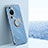 Ultra-thin Silicone Gel Soft Case Cover with Magnetic Finger Ring Stand XL1 for Huawei P60 Art Blue