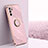 Ultra-thin Silicone Gel Soft Case Cover with Magnetic Finger Ring Stand XL1 for Oppo A16 Pink