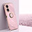 Ultra-thin Silicone Gel Soft Case Cover with Magnetic Finger Ring Stand XL1 for Oppo A1x 5G Pink
