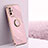 Ultra-thin Silicone Gel Soft Case Cover with Magnetic Finger Ring Stand XL1 for Oppo A95 5G Pink