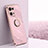 Ultra-thin Silicone Gel Soft Case Cover with Magnetic Finger Ring Stand XL1 for Oppo F21 Pro 4G Pink