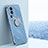 Ultra-thin Silicone Gel Soft Case Cover with Magnetic Finger Ring Stand XL1 for Oppo Reno10 Pro+ Plus 5G Blue