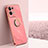 Ultra-thin Silicone Gel Soft Case Cover with Magnetic Finger Ring Stand XL1 for Oppo Reno9 Pro+ Plus 5G Hot Pink