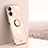 Ultra-thin Silicone Gel Soft Case Cover with Magnetic Finger Ring Stand XL1 for Realme 10 Pro 5G Rose Gold