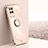 Ultra-thin Silicone Gel Soft Case Cover with Magnetic Finger Ring Stand XL1 for Realme 8s 5G Rose Gold