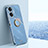 Ultra-thin Silicone Gel Soft Case Cover with Magnetic Finger Ring Stand XL1 for Realme C55 Blue