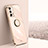 Ultra-thin Silicone Gel Soft Case Cover with Magnetic Finger Ring Stand XL1 for Realme GT 5G Rose Gold