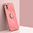 Ultra-thin Silicone Gel Soft Case Cover with Magnetic Finger Ring Stand XL1 for Samsung Galaxy A03 Hot Pink